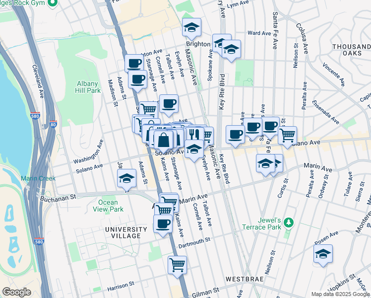 map of restaurants, bars, coffee shops, grocery stores, and more near 910 Cornell Avenue in Albany