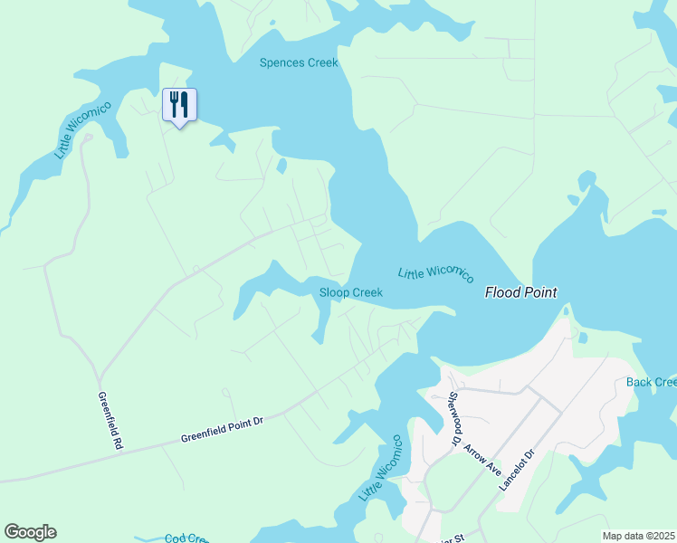 map of restaurants, bars, coffee shops, grocery stores, and more near 85 Little Riverview Drive in Reedville
