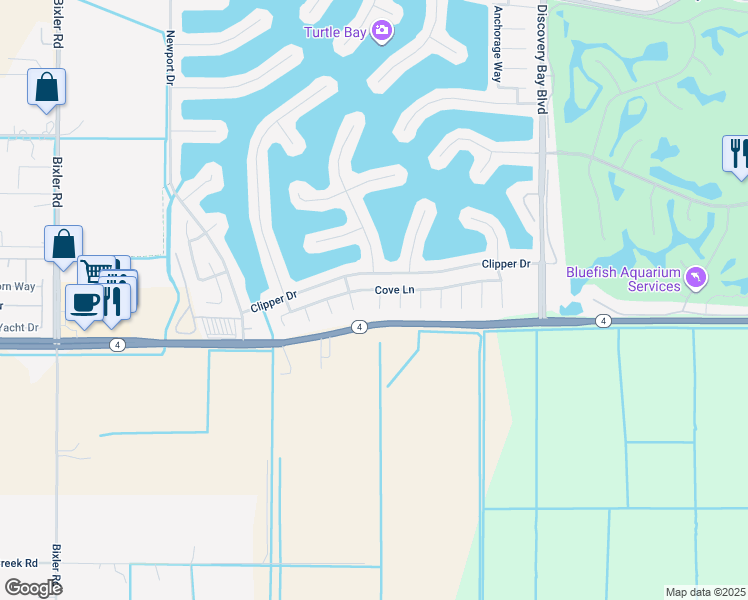 map of restaurants, bars, coffee shops, grocery stores, and more near 4532 Cove Lane in Discovery Bay