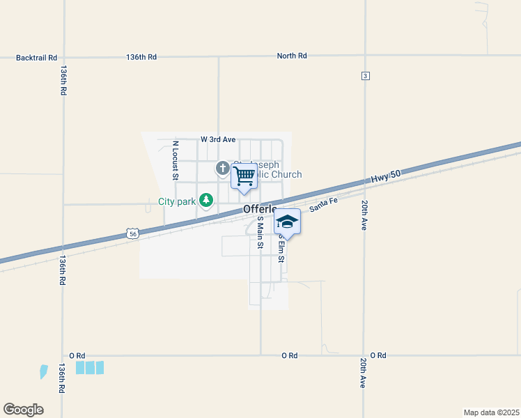 map of restaurants, bars, coffee shops, grocery stores, and more near in Offerle