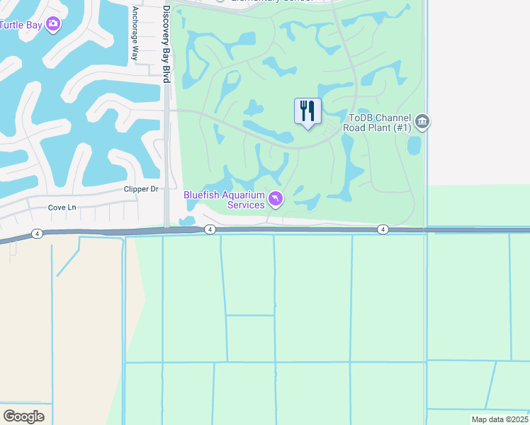 map of restaurants, bars, coffee shops, grocery stores, and more near 2380 Wayfarer Drive in Discovery Bay