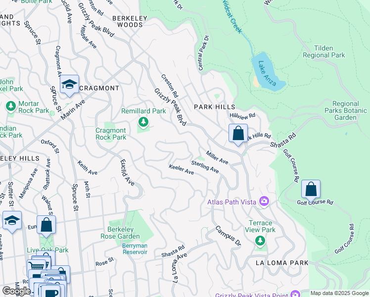 map of restaurants, bars, coffee shops, grocery stores, and more near 1110 Sterling Avenue in Berkeley