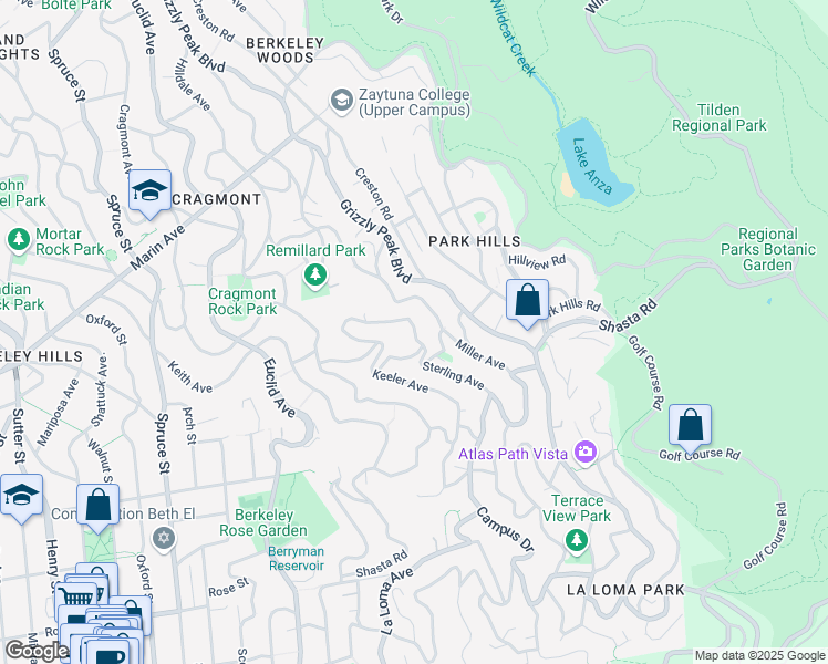 map of restaurants, bars, coffee shops, grocery stores, and more near 1110 Sterling Avenue in Berkeley