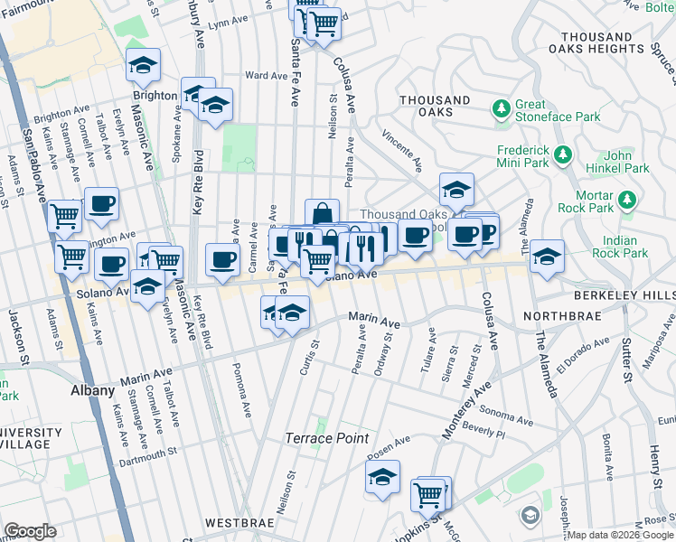 map of restaurants, bars, coffee shops, grocery stores, and more near in Berkeley