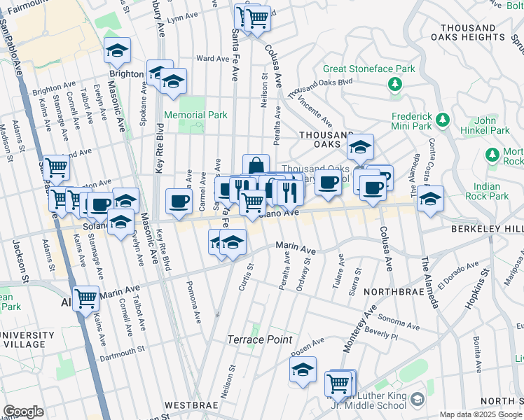 map of restaurants, bars, coffee shops, grocery stores, and more near in Berkeley