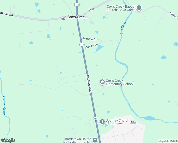 map of restaurants, bars, coffee shops, grocery stores, and more near 5905 Louisville Road in Coxs Creek
