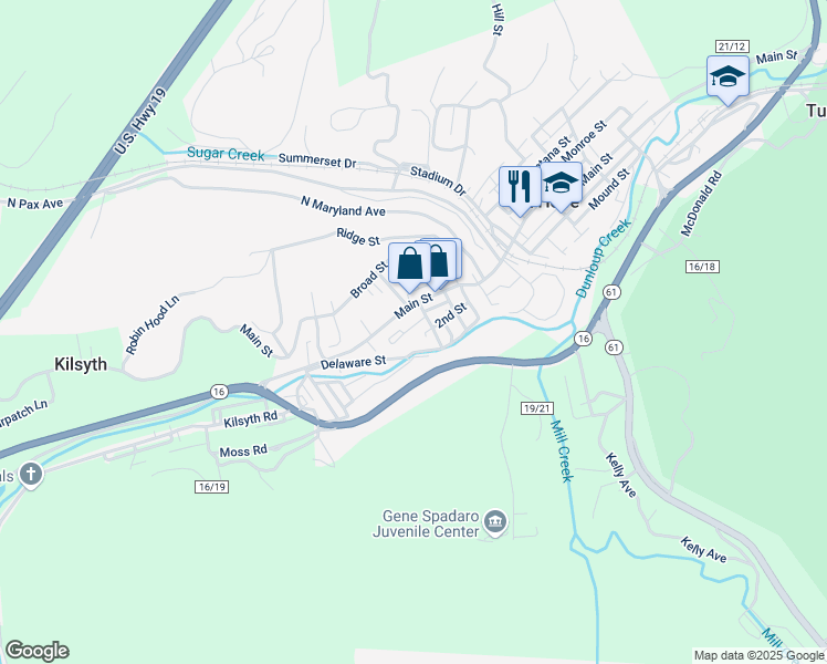 map of restaurants, bars, coffee shops, grocery stores, and more near 41 Brown Street in Mount Hope