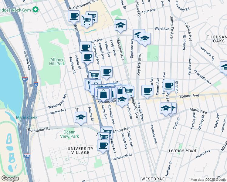 map of restaurants, bars, coffee shops, grocery stores, and more near 821 Cornell Avenue in Albany