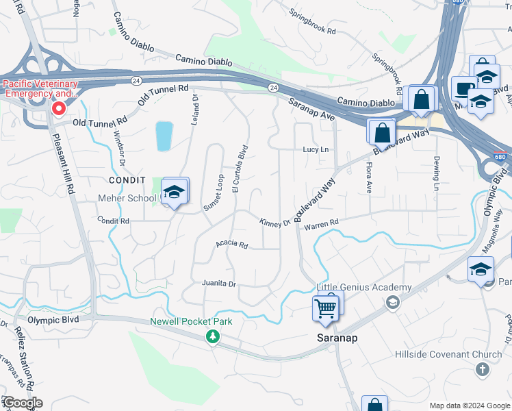 map of restaurants, bars, coffee shops, grocery stores, and more near 4 Ewart Dale Road in Lafayette