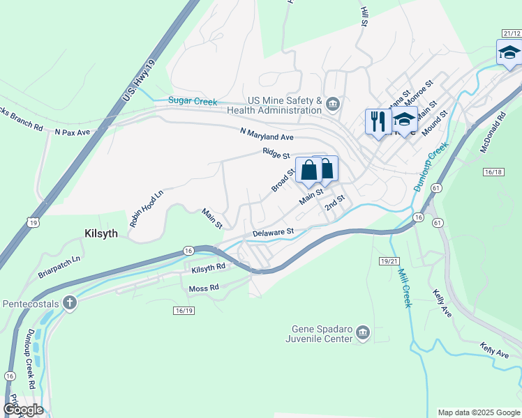 map of restaurants, bars, coffee shops, grocery stores, and more near 22 N Grimmett Ave in Mt Hope