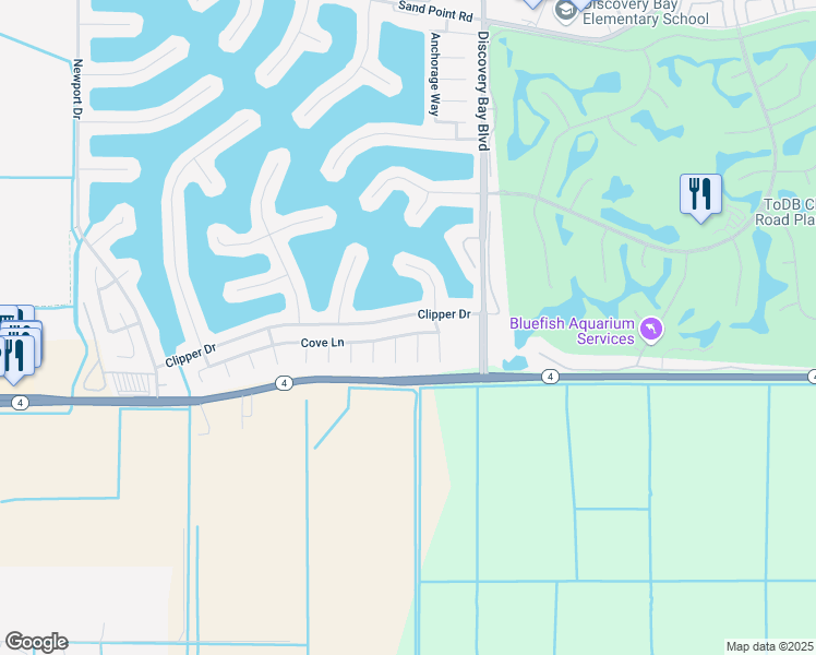 map of restaurants, bars, coffee shops, grocery stores, and more near 4700 Cove Lane in Discovery Bay