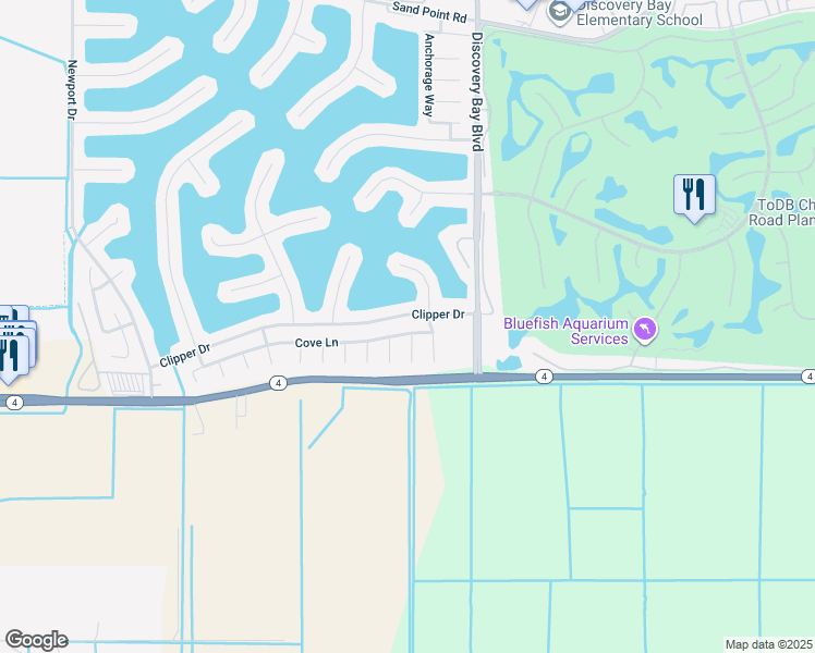 map of restaurants, bars, coffee shops, grocery stores, and more near 4700 Cove Lane in Discovery Bay
