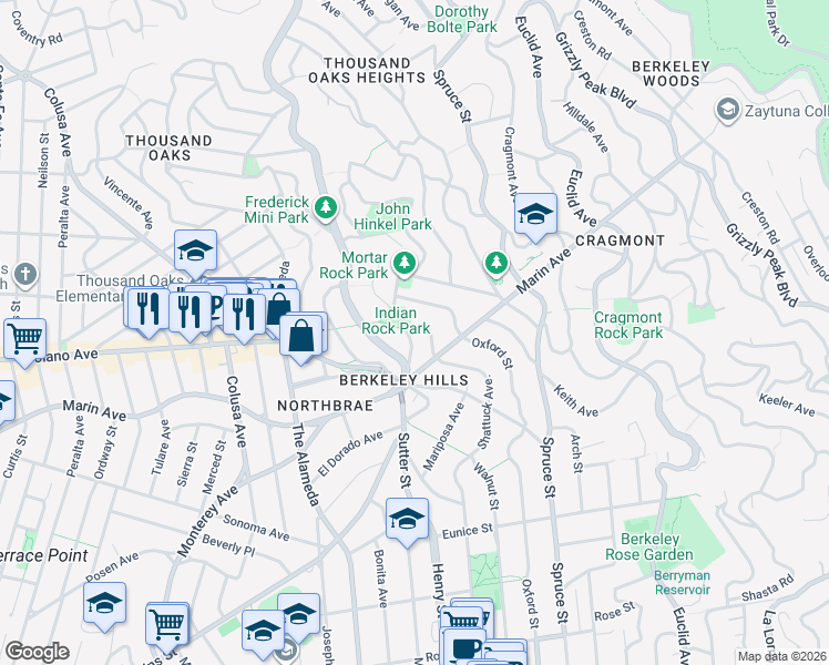 map of restaurants, bars, coffee shops, grocery stores, and more near 800 Shattuck Avenue in Berkeley