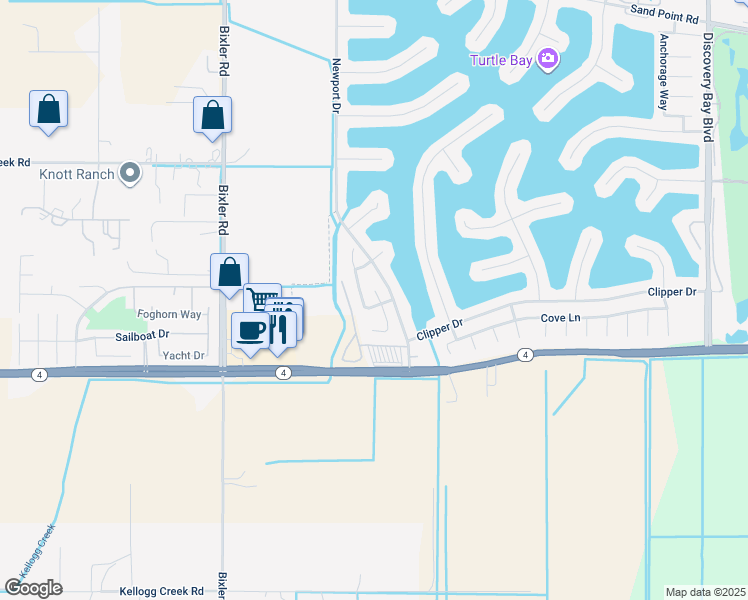 map of restaurants, bars, coffee shops, grocery stores, and more near 2265 Newport Court in Discovery Bay