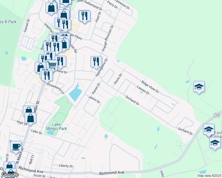 map of restaurants, bars, coffee shops, grocery stores, and more near 816 Orchard Drive in Nicholasville
