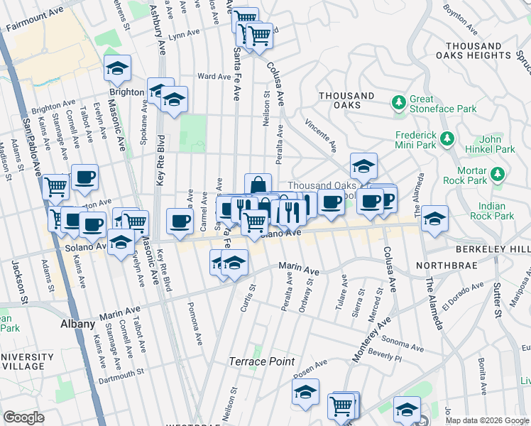 map of restaurants, bars, coffee shops, grocery stores, and more near in Berkeley