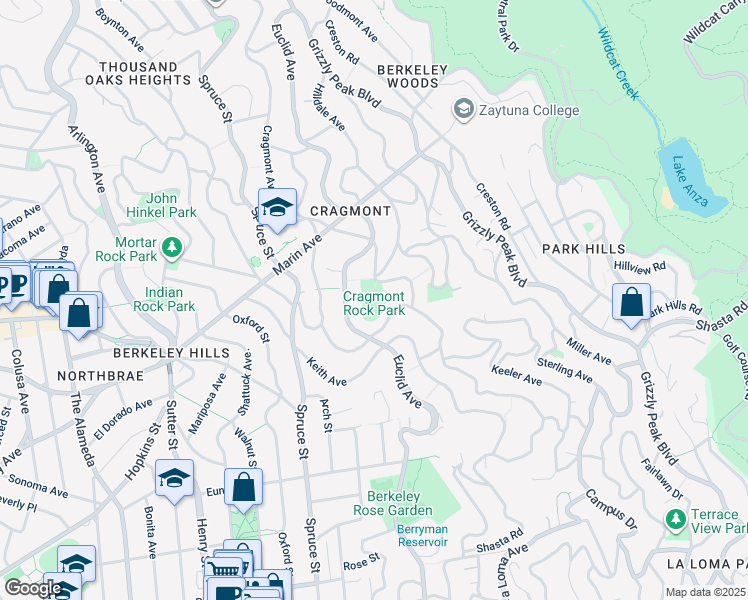 map of restaurants, bars, coffee shops, grocery stores, and more near 960 Regal Road in Berkeley