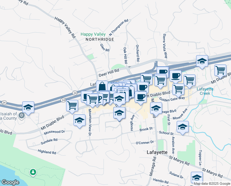 map of restaurants, bars, coffee shops, grocery stores, and more near 1000 Dewing Avenue in Lafayette