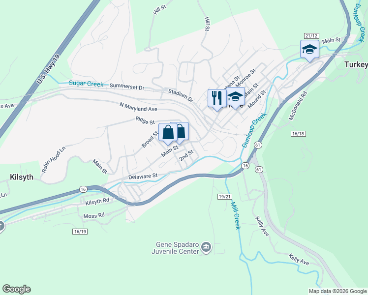 map of restaurants, bars, coffee shops, grocery stores, and more near 702 Main Street in Mount Hope