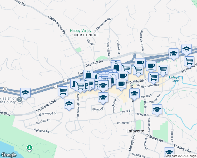 map of restaurants, bars, coffee shops, grocery stores, and more near 1000 Dewing Avenue in Lafayette
