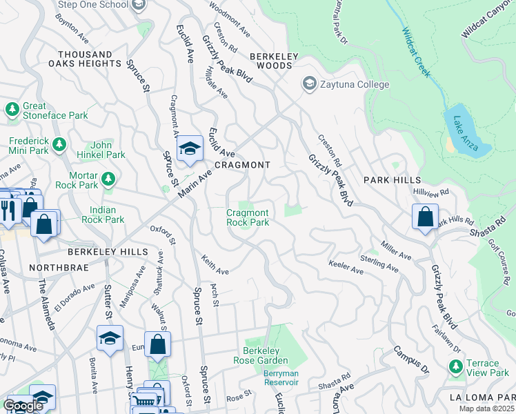 map of restaurants, bars, coffee shops, grocery stores, and more near 962 Regal Road in Berkeley
