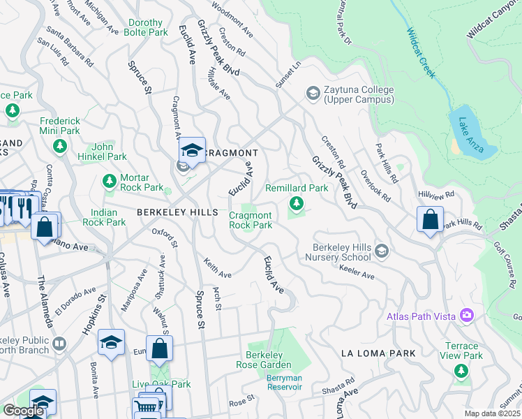 map of restaurants, bars, coffee shops, grocery stores, and more near 962 Regal Road in Berkeley