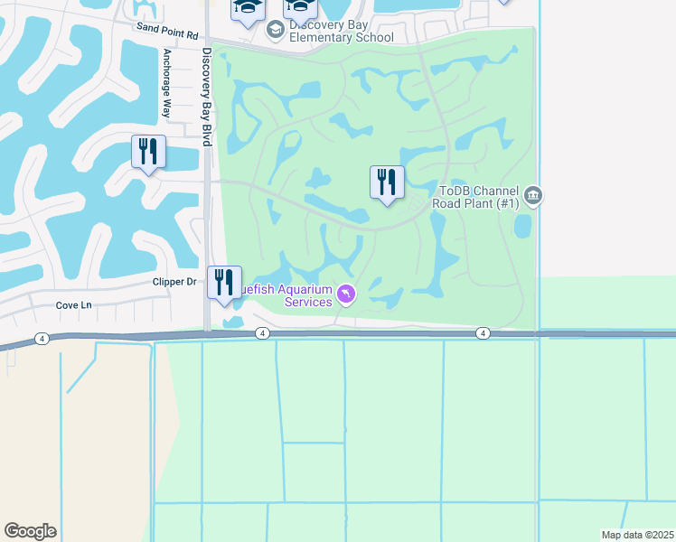 map of restaurants, bars, coffee shops, grocery stores, and more near 2294 Tamarisk Court in Discovery Bay