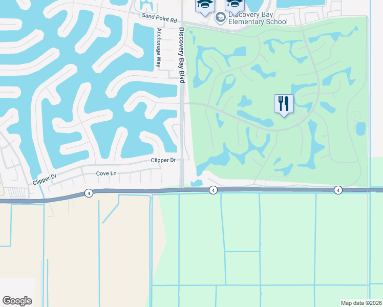 map of restaurants, bars, coffee shops, grocery stores, and more near 2301 Firwood Court in Discovery Bay