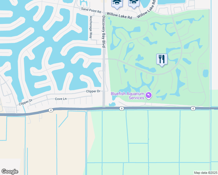 map of restaurants, bars, coffee shops, grocery stores, and more near 2301 Firwood Court in Discovery Bay