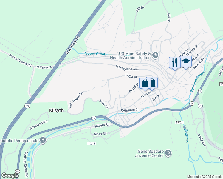 map of restaurants, bars, coffee shops, grocery stores, and more near 81 N Dakota Ave in Mt Hope