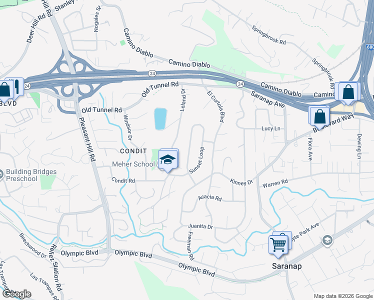 map of restaurants, bars, coffee shops, grocery stores, and more near 1471 Sunset Loop in Lafayette