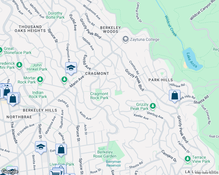 map of restaurants, bars, coffee shops, grocery stores, and more near 977 Regal Road in Berkeley