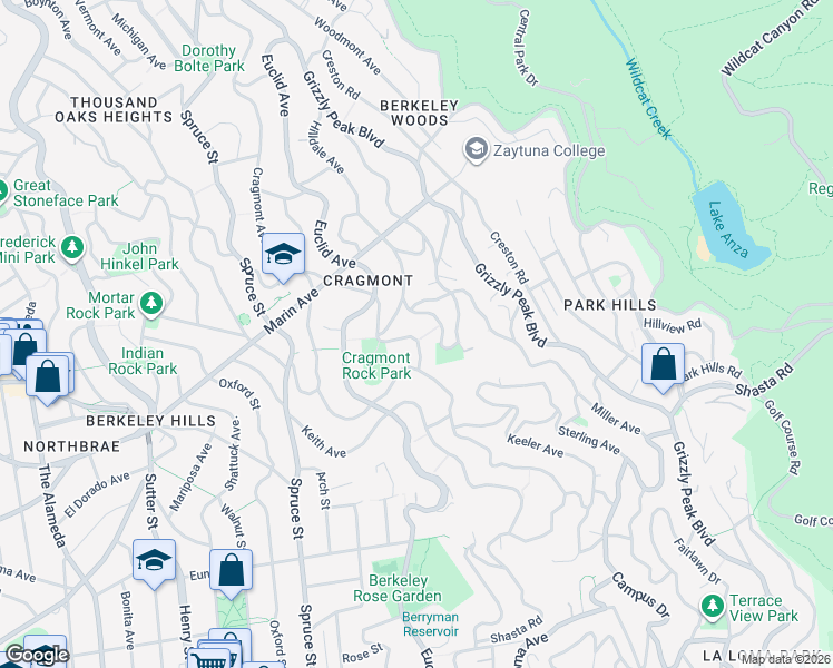 map of restaurants, bars, coffee shops, grocery stores, and more near 977 Regal Road in Berkeley