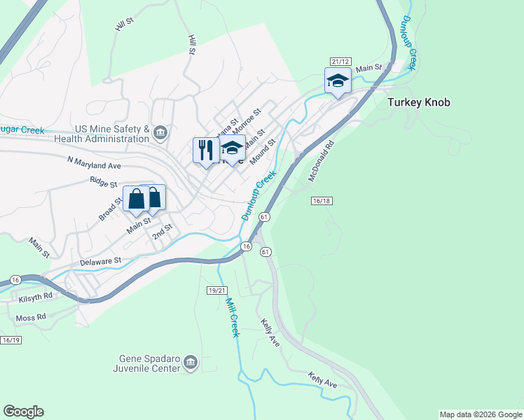 map of restaurants, bars, coffee shops, grocery stores, and more near 1865 Legends Highway in Mount Hope