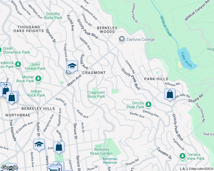 map of restaurants, bars, coffee shops, grocery stores, and more near 977 Regal Road in Berkeley