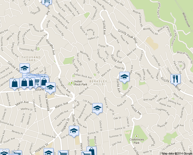map of restaurants, bars, coffee shops, grocery stores, and more near in Berkeley