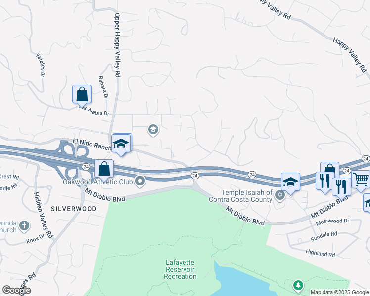 map of restaurants, bars, coffee shops, grocery stores, and more near 1019 Timothy Lane in Lafayette
