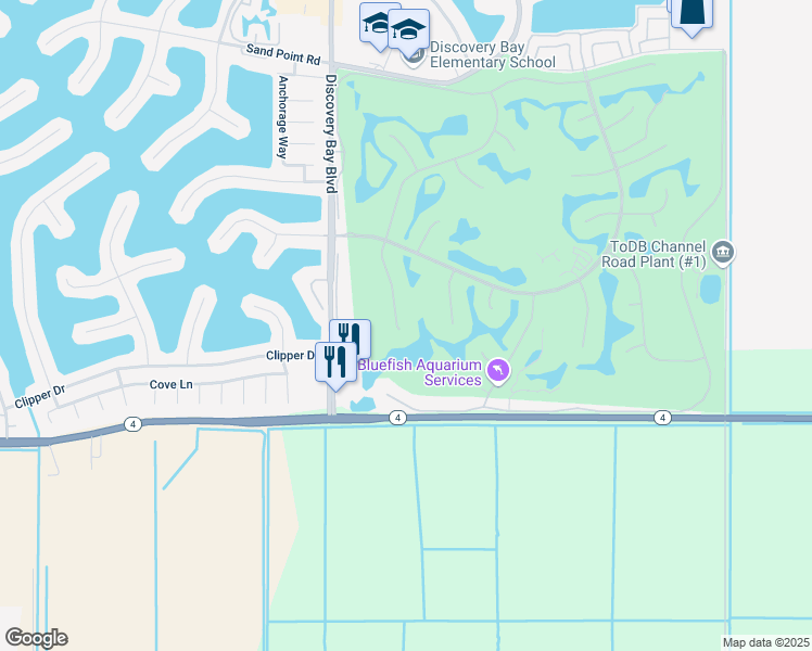 map of restaurants, bars, coffee shops, grocery stores, and more near 2167 Saint Andrews Court in Discovery Bay
