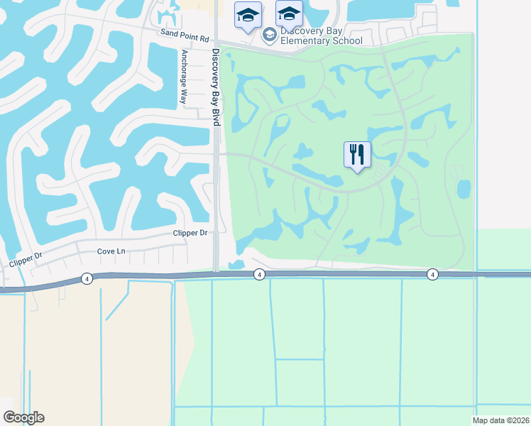 map of restaurants, bars, coffee shops, grocery stores, and more near 2167 Saint Andrews Court in Discovery Bay