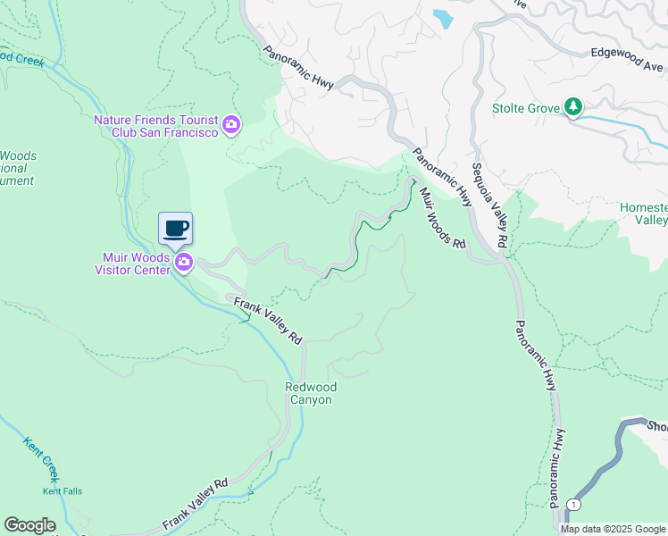 map of restaurants, bars, coffee shops, grocery stores, and more near Dipsea Trail in Mill Valley