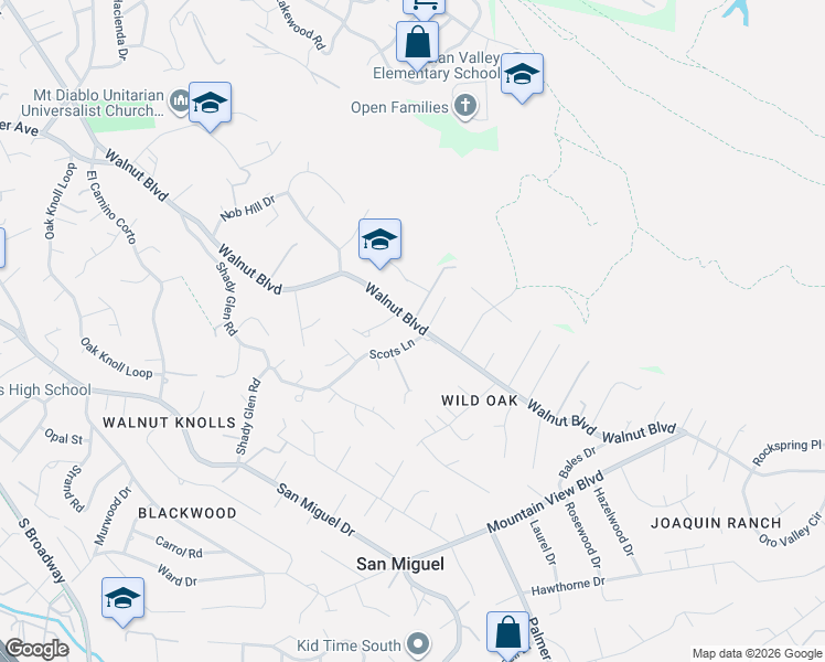 map of restaurants, bars, coffee shops, grocery stores, and more near 1021 Scots Lane in Walnut Creek