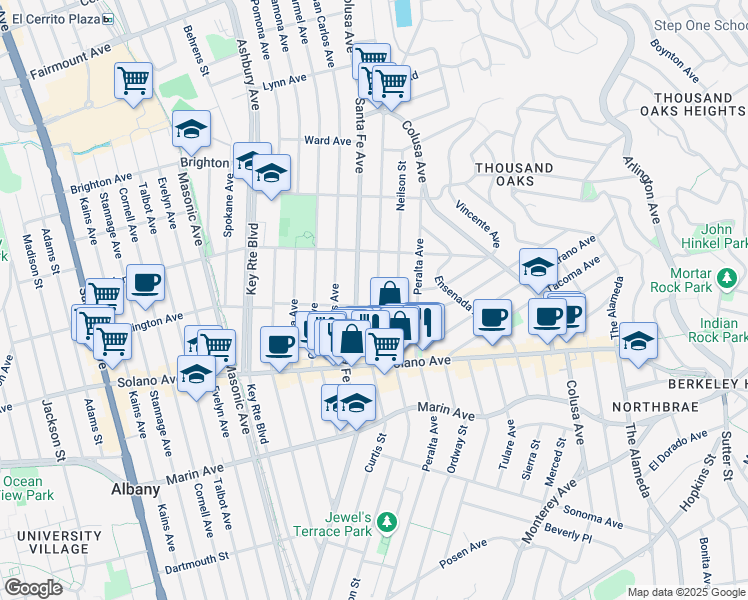 map of restaurants, bars, coffee shops, grocery stores, and more near 1459 Washington Ave in Albany