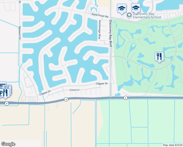 map of restaurants, bars, coffee shops, grocery stores, and more near 2266 Cove Court in Discovery Bay