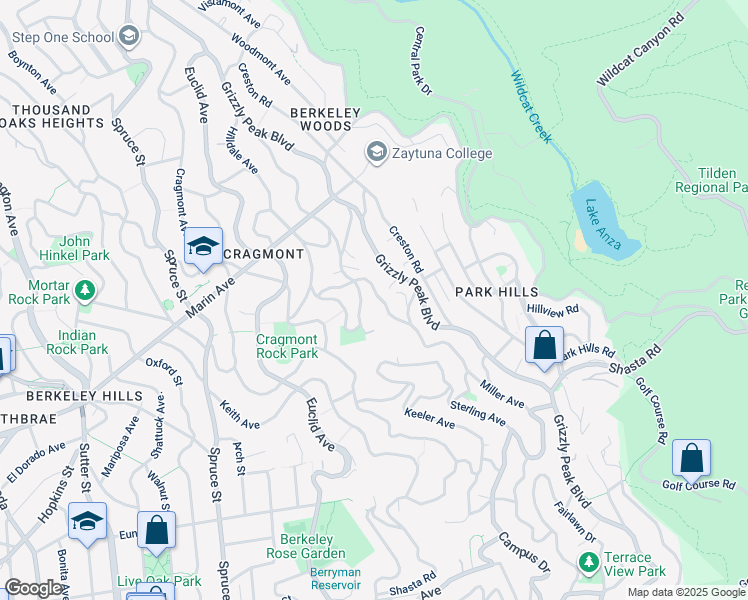 map of restaurants, bars, coffee shops, grocery stores, and more near 1029 Keeler Avenue in Berkeley