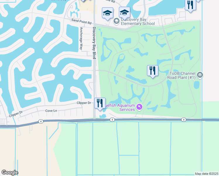 map of restaurants, bars, coffee shops, grocery stores, and more near 2144 Saint Andrews Court in Discovery Bay