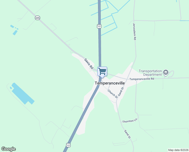 map of restaurants, bars, coffee shops, grocery stores, and more near 29576-30122 Saxis Road in Temperanceville