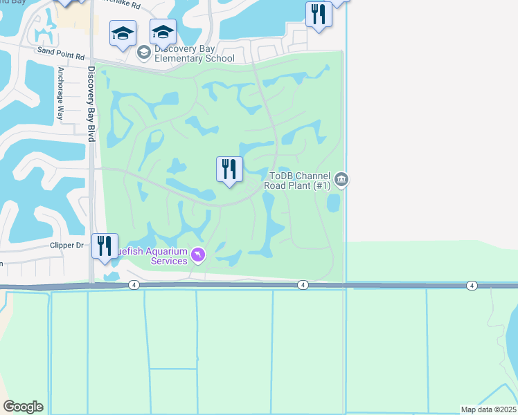 map of restaurants, bars, coffee shops, grocery stores, and more near 2415 Pinehurst Court in Discovery Bay