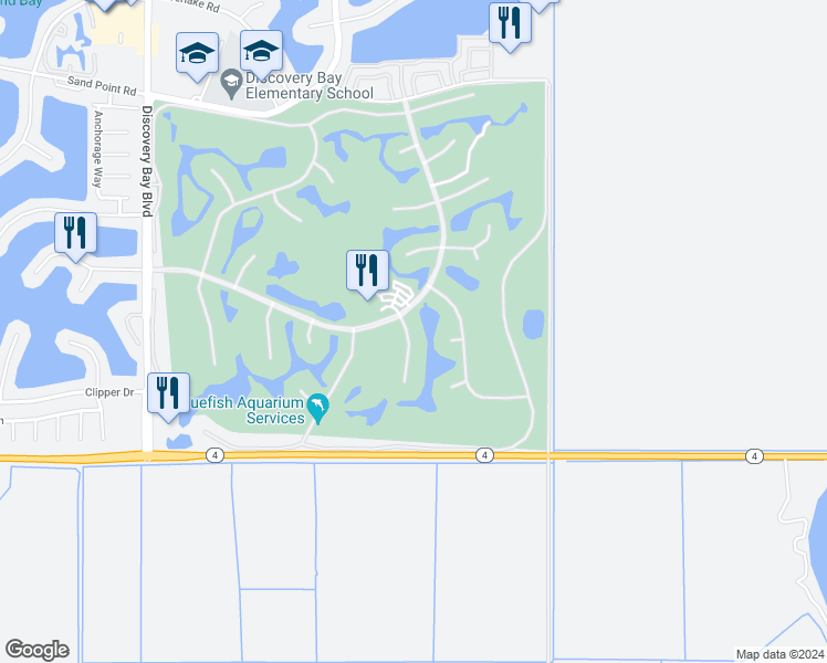 map of restaurants, bars, coffee shops, grocery stores, and more near 2415 Pinehurst Court in Discovery Bay