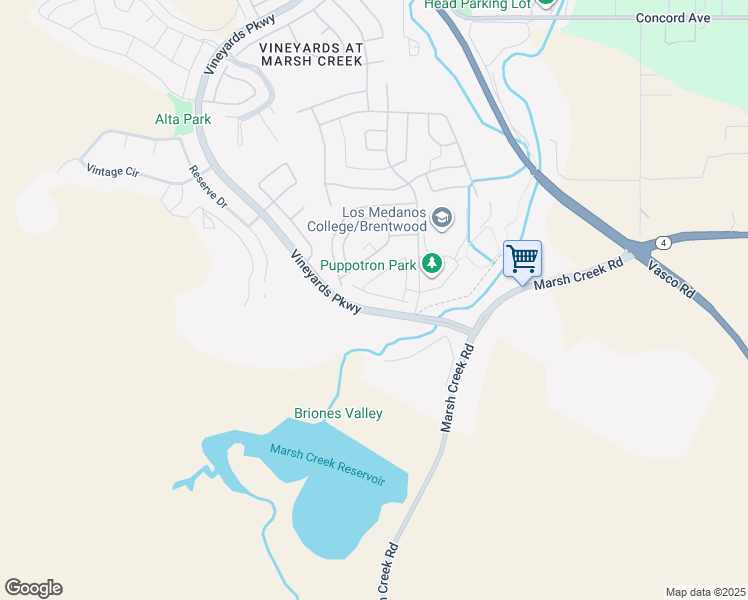 map of restaurants, bars, coffee shops, grocery stores, and more near 1546 Spumante Lane in Brentwood
