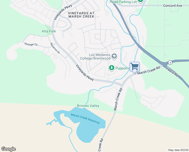 map of restaurants, bars, coffee shops, grocery stores, and more near 1588 Spumante Lane in Brentwood